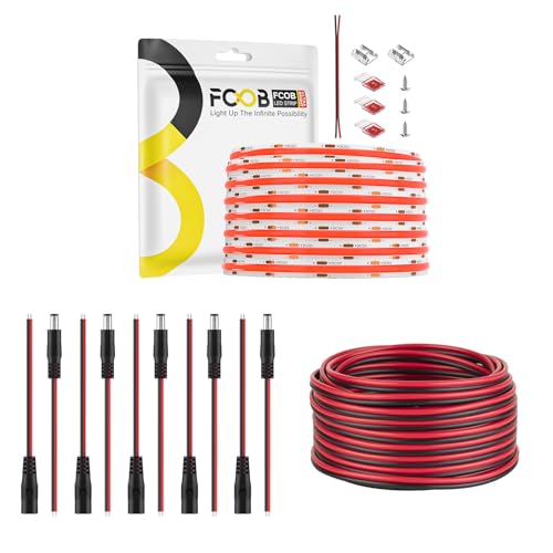 Tira LED flexible roja COB 16.4 pies 12V 8 mm ancho miniatura 1