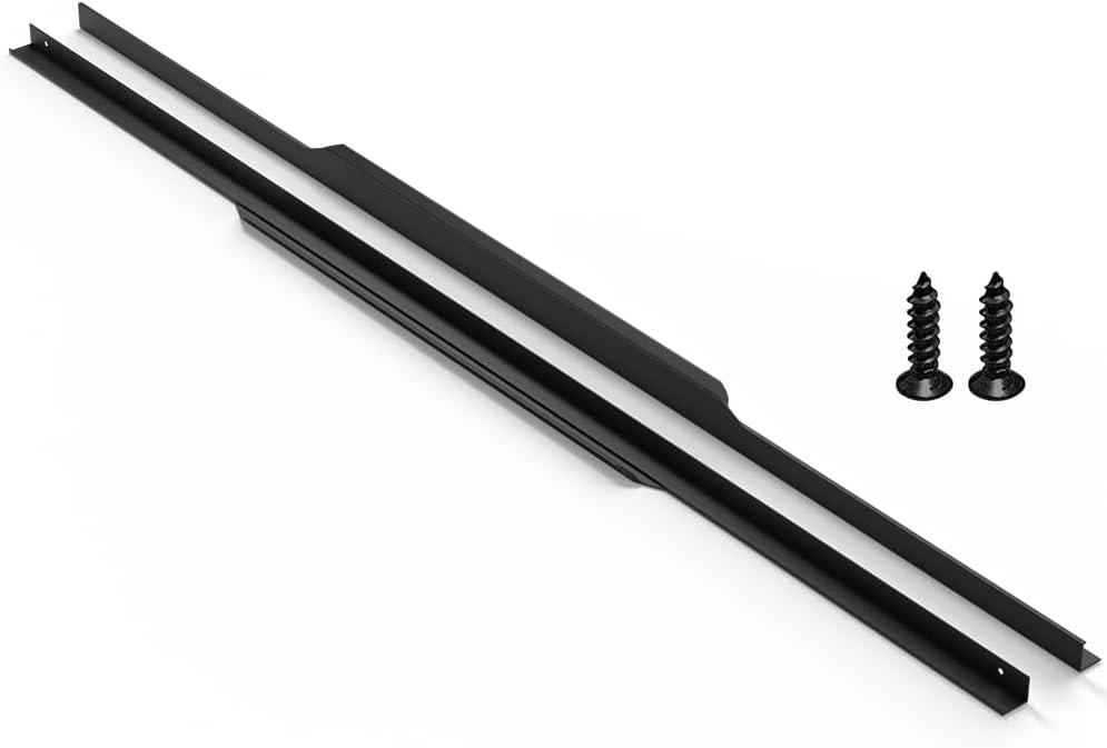 5 Pack 1000mm(39.3 Inch) Black Edge Finger Pull Drawer Door Cabinet Aluminum Alloy Long Concealed Furniture for Kitchen Bathroom