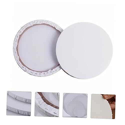 Lienzos redondos de algodón blanco VILLCASE con bastidor de madera de 2 piezas 5