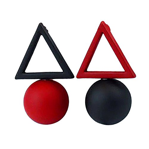 MISSUSO Geometric Different Candy Color Earrings For Womens 2017 Fashion Stud Earrings (Black-Red)