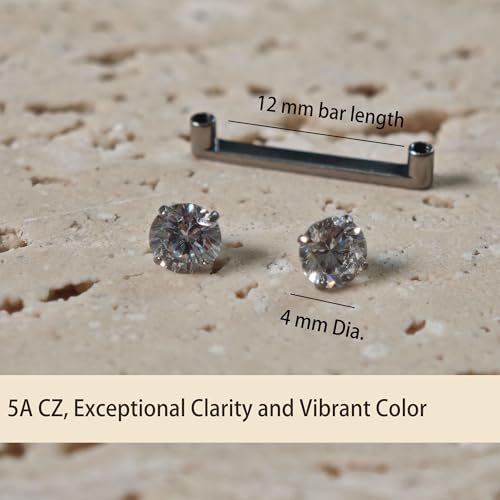 Surface Staple Piercings Prong-setting 4mm CZ Titanium Surface Tragus Piercing Jewelry 12/14/16mm Barbell2