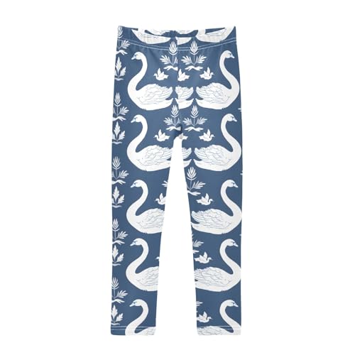 White Swan Blue Pond Girls Leggings Athletic Pants Tights Stretch Bottom