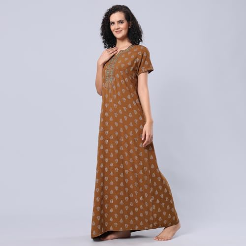 Image of Evolove Women's Viscose Liva Long Maxi Night Gown Nighty Dress with Pocket, Super Soft Comfortable (LNG-Rayon)