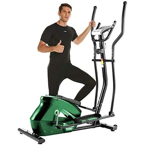 ANCHEER Elliptical Machine,3D Virtual APP Control Elliptical Exercise Machine,Magnetic Elliptical Training Machines with Pulse Rate Grips and LCD Monitor for Home Gym Exercise