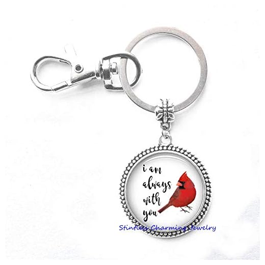 Cardinal Key Ring - Red Cardinal Keychain - Resin Jewelry Key Ring - Cardinal Keychain- Sympathy Gift - I Am Always With You - Grief Jewelry - JV79