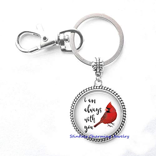 Product Image of the Cardinal Key Ring - Red Cardinal Keychain - Resin Jewelry Key Ring - Cardinal Keychain- Sympathy Gift - I Am Always With You - Grief Jewelry - JV79