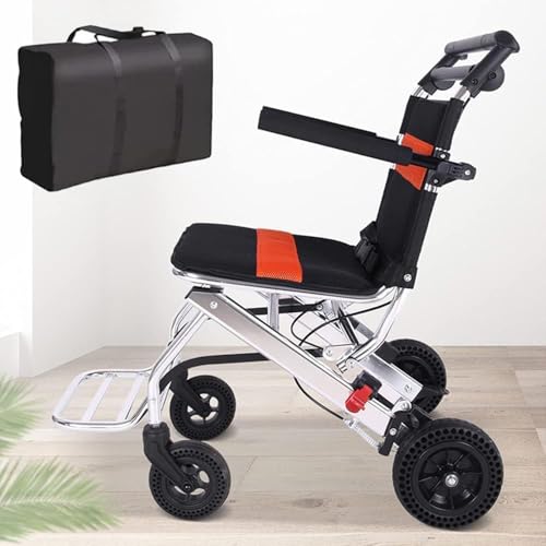 MIAOXIAO Sedia a rotelle Pieghevole Leggera, Trasporto Sedia sedie a rotelle Supporto 220 libbre,sedie a rotelle da Viaggio Portatili con Freno a Mano, Adatti agli Anziani,1,01