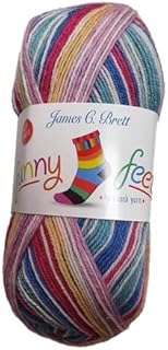 James C Brett Funny Feetz Sock Yarn 4Ply with Bamboo (FZB17) Pastel Rainbow
