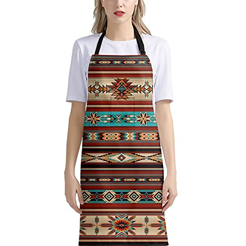 Zfrxign Southwestern Aprons For Cooking Women Girls With Pockets Painting Apron Kitchen Accessories Gifts Tribal Native American Brown Turquoise #TOP16