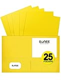 SUNEE Folders with Pockets(25 Pack, Yellow), 2 Pocket Folders Fit Letter Size Paper, Paper File Folder for School Office Home Business