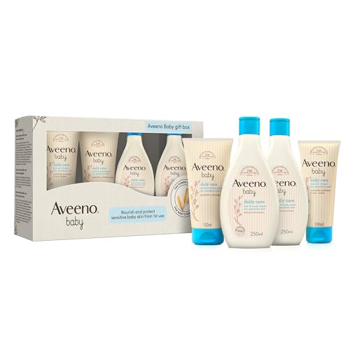 Aveeno Baby Daily Care Gift Box for Sensitive Skin Hair & Body Wash 250ml Nappy Cream 100ml Moisturizing Lotion 150ml