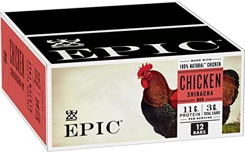 EPIC Chicken Sriracha Protein Bars, Whole30, Keto Friendly, 12 ct