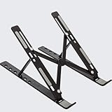 Suporte para Notebook Tablet Linha Premium em Alumínio Dobrável e Ergonômico Para Mesa Portátil Ajustável 6 Ângulos Compativel Ipad, Hp, Dell,Lenovo-Com estojo para armazenagem (preto)