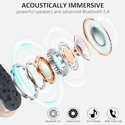 Image of Matast Wireless Earbuds, Bluetooth Headphones Sports, Bass Fitness Earphones Gym Running, IP7 Waterproof Headset with Earhook Workout, Playback Over-Ear Buds with ENC Noise Cancelling Mic