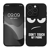 kwmobile Cover Compatibile con Apple iPhone 16 Pro - Custodia in Silicone TPU - Cover Protettiva Soft Case - Don't touch my phone bianco/nero
