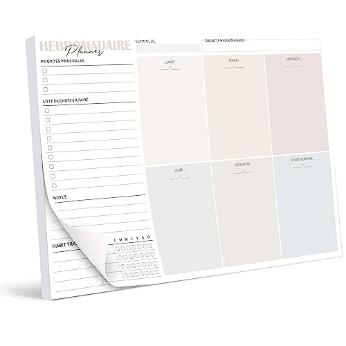 Biroyal Bloc planificateur hebdomadaire A4 sans date fixe (50 pages), 2026 calendrier avec aperçu hebdomadaire et suivi des habitudes pour les rendez-vous