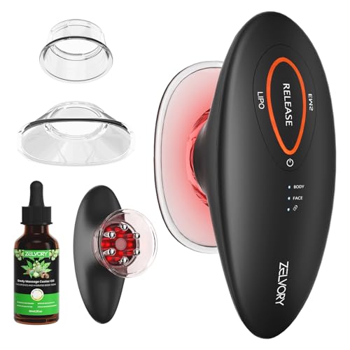 Zelvory 3-in-1 Body Sculpting Machine with Red Light, Vacuum Suction & Microcurrent, Cellulite Massage Tool for Arms, Legs, Waist & Belly, Skin Smoothing and Contouring Device for Home Use