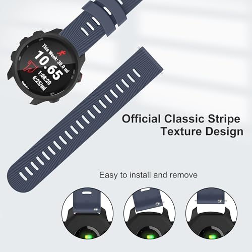 Image of Tobfit 20mm Straps Compatible with Garmin Forerunner 165 /165 Music, Forerunner 55 /158,245 /245 Music, 645 /645 Music Band for Women Men, Silicone Strap for Garmin Watch