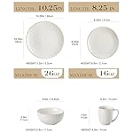 MALACASA 16 Pieces Dinnerware Sets, Modern Relief Design Plates and Bowls Sets, White Dish Set for 4, Kitchen Ceramic Dinner Plates Dishware Set, Microwave and Dishwasher Safe, Series LYDIA - Image 2