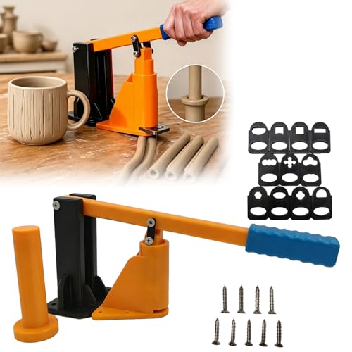 Clay Handle Press Tool Set, Dual-Mode Clay Extruder (Manual & Lever) with 11 Dies, Effortless Uniform Handles for Mugs, Cups & Teapots, Desktop Pottery Tool for Beginners & Studio Use
