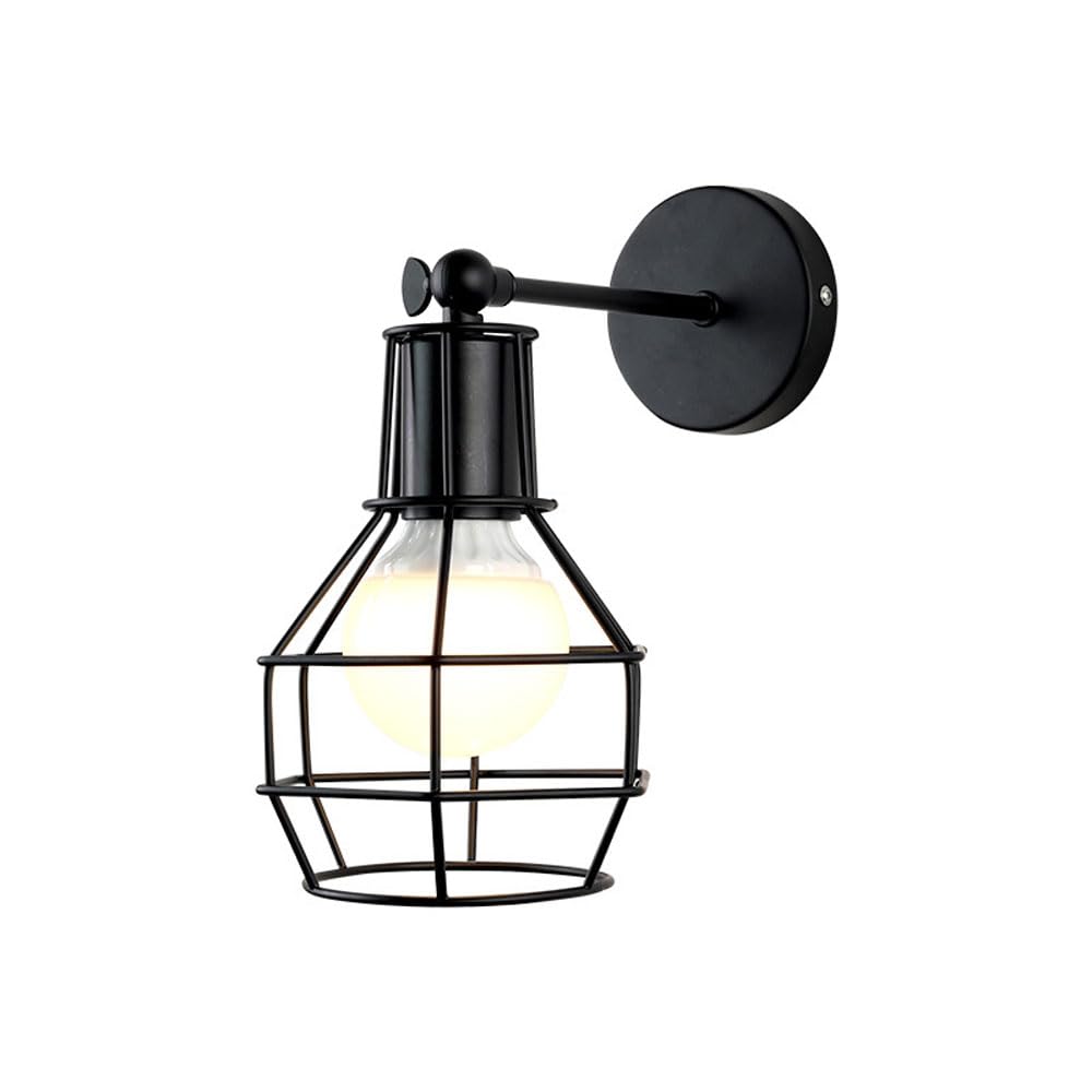 SXSCARKX Industrial Retro Wrought Iron Wall Light Bedside Lamp Dining Room Living Decoration Staircase Sconce E26/E27 Holder
