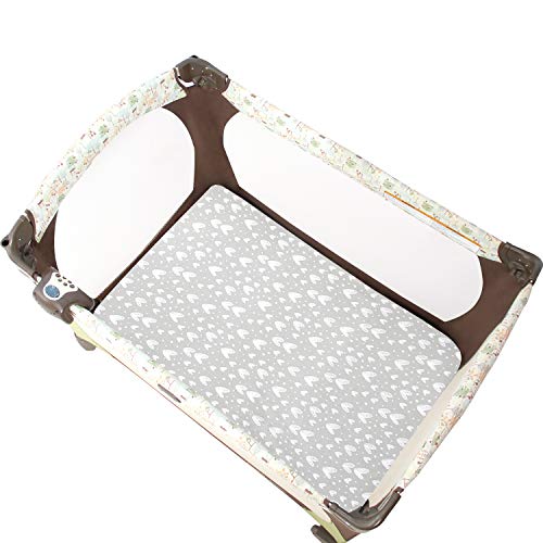 Biloban 12FKTMJT2 Pack And Play Sheets Fitted, 2 Pack Playard Sheets Fits For Graco Pack N Play Mattress, 100% Jersey Knit Cotton Mini Crib Sheets thumb #1