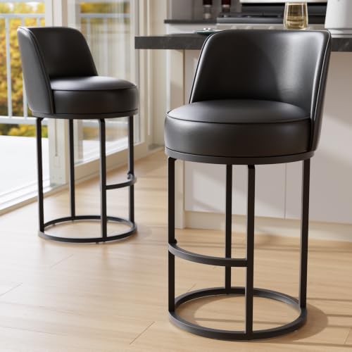 Image of Ollega 26 inch Black Counter Height Bar Stools Set of 2, Anti-Pinch Swivel
