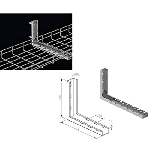 Kable Kontrol L Type Bracket – 8” Width - Wire Mesh Tray Cable Management Rack Cords Organizer Cable Basket, Zinc Plated Steel NEC Approved for Network, Fiber Optic, Cabling Accessory