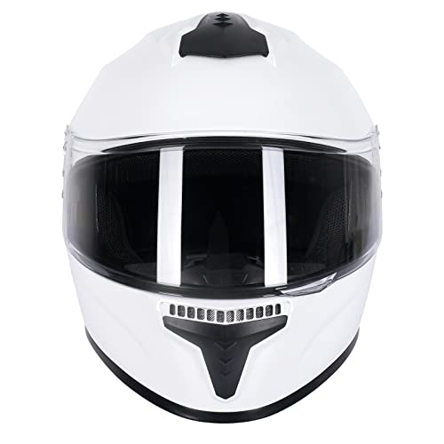 Full Face Motorcycle Street Bike Helmet With Motorcycle Gloves For Men And Women + 2 Visors Dot Model And Helmet Lock For Bmx Atv Mtb Riding, Road Racing, Cycling(Mh-White, Large) #TOP5