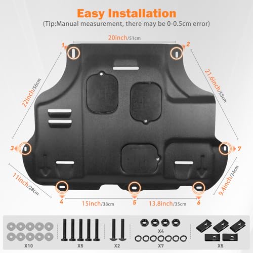 Image of Front Engine Splash Shield Compatible with Ford Focus ST /RS 2012 2013 2014 2014 2016 2017 2018, fit for C-Max 2013-2018 Splash Guards, Engine Cover Mud Flaps Protection