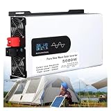 5000W Pure Sine Wave Inverter DC 12V 24V 48V to 110V/220V AC Car Converter 2500W Peak with LED Display for RVs,Trucks,Camping,Emergencies(24vto220v)