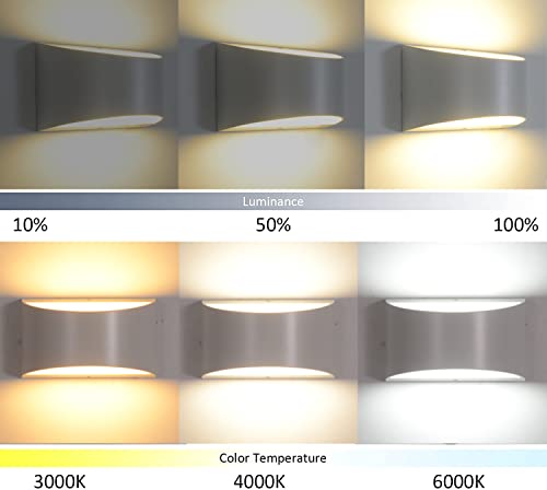 Indoor Dimmable Wall Sconces With App/Remote Control, Modern Led Wall Lighting 12W Wall Light Fixtures Aluminum Up And Down Wall Lights For Living Room Bedroom Hallway, Color Temperature Adjustable #TOP1