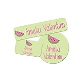 School Supplies Personalized Name Labels, Washable Custom Name Tag Stickers for Girls, Premium Waterproof Sticker for Summer Camps, Clothing, Lunch Boxes, & More - 128 Ct & 256 Ct (Watermelon Design)