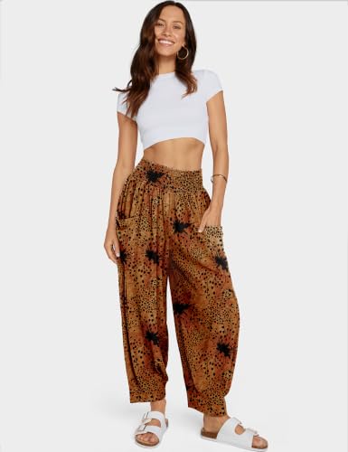 Image of TARSE Women's Linen Wide Leg Pants Baggy High Waist Palazzo Pants