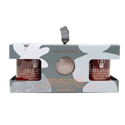 Pierre ponce et soin pieds Wanderflower Foot Revival coffret gommage hydratant vegan