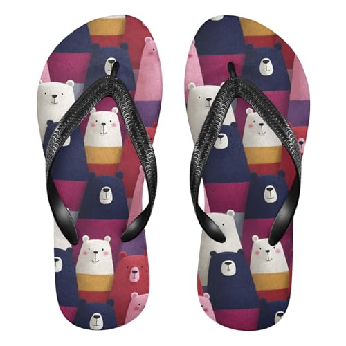 Flip Flop Sandals Anime Bears Print for Women Men Beach Outdoor XS