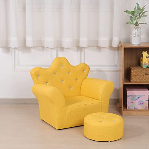 Getifun Kids Sofa Chair, Upholstered Armchair Small Couch With Wooden Frame, Pvc Leather For 1-3 Years Old Children,22" *15" *18" (Yellow) #TOP3