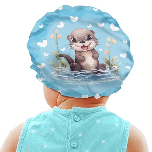 Image of Otter Print Kids Satin Sleep Cap Satin Bonnet Boys Girls Beanie for Night Sleeping Spring Summer Fall Winter Curly Hair Cap for Toddler Children Baby Headwear