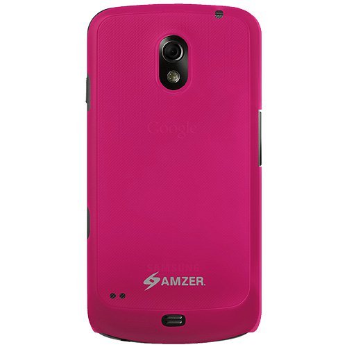 Amzer Simple Click On Case with Screen Protector For Samsung Galaxy Nexus- Rubberized Hot Pink 1 pk-Case
