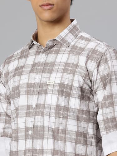 Image of Majestic Man Men's Pure Cotton Checkered Slim Fit Casual Shirt - Full Sleeve | Trendy & Comfortable