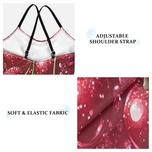 Pigsaly Girls One Piece Swimsuits Pink Red Cherry Fruit Sweet Candy Gradient Glitter Kids Cross Back Swimwear 3T3