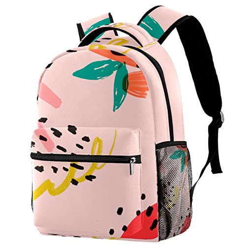 Sac à dos de voyage pour filles et garçons avec porte-bouteille et imprimé perroquet