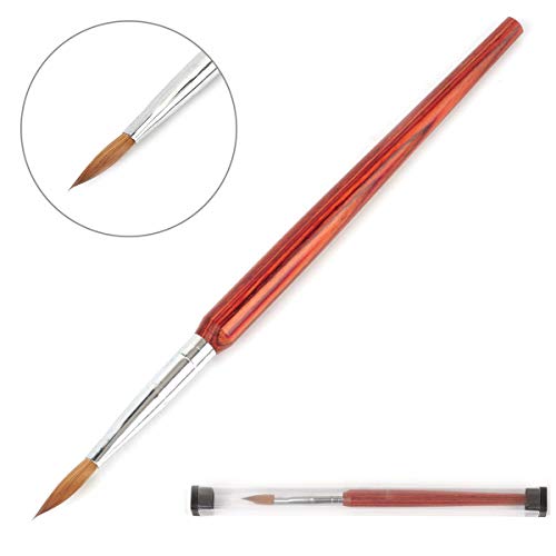 RONG Round Wood Handle Kolinsky Sable Acrylic Nail Brush for Acrylic Powder Manicure Pedicure, Nail Art printing Brush (8#)