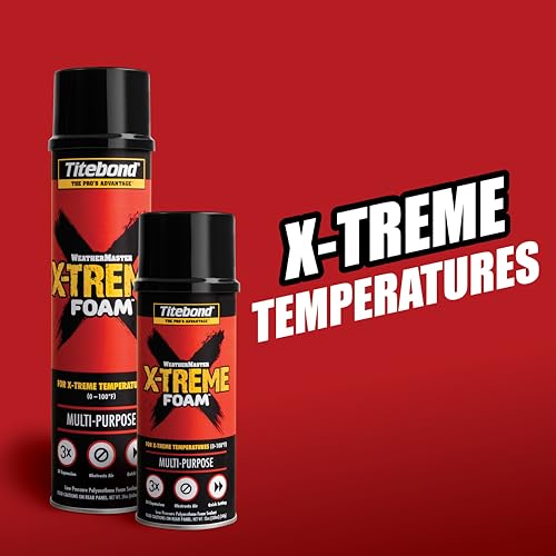 Image of Titebond X-TREME Multi-Purpose Foam 12 Oz. - Triple Expansion, Low-Pressure Polyurethane Sealant for Sealing Cracks & Voids, High-Yield, Moisture-Cured - 8521