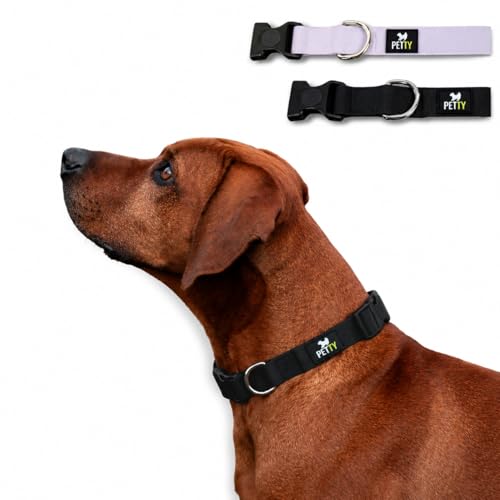 PettyItalia, Collare Cane Regolabile in Biothane, Impermeabile, con Anello D-Ring e Chiusura di Sicurezza, per Cani di Taglia Piccola, Media e Grande, Colore Nero, Taglia XS
