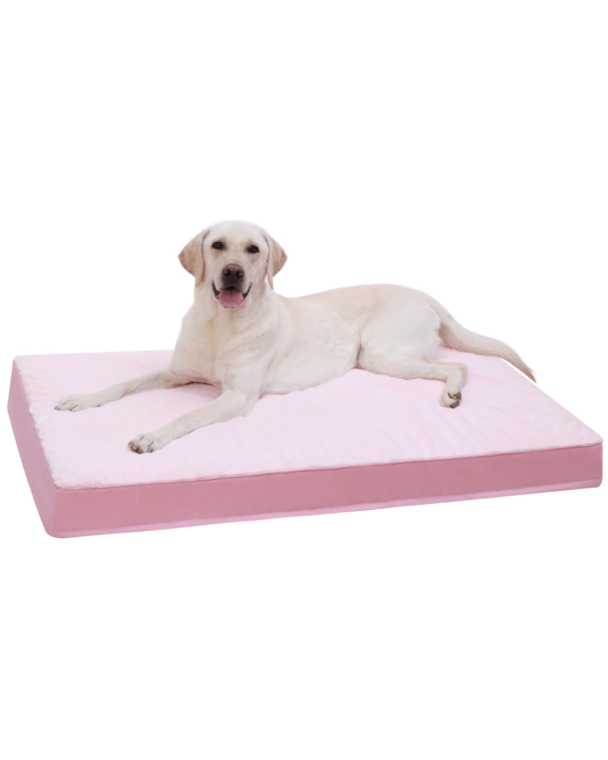 KSIIA Orthopedic Dog Bed - Waterproof & Washable with Removable Cover, Deluxe Plush Egg Crate Foam Design for Large Dogs, 47x29 Inch Pink Dog Crate Bed