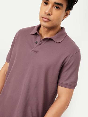 Image of Max Mens Cotton Blend Regular Fit Half Sleeves Solid Polo T-Shirt