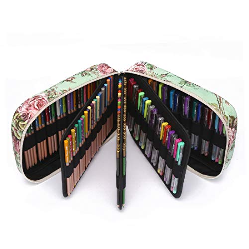 Youngcol Colored Pencil Case Slot - Pens Holder Pencil Organizer Storage For Watercolor Pens Markers,Green Flower #TOP3