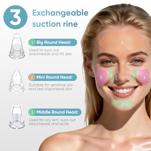 Image of Blackhead Remover Pore Vacuum, Electric Facial Pore Extractor with Silicone Probes & Vibration Tech, 3 Suction Levels Pore Cleaner for Facial Cleansing, USB Rechargeable (White)