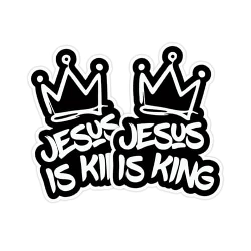 OTGETN 2pc Jesus is King Vinyl Decal with Crown Design,